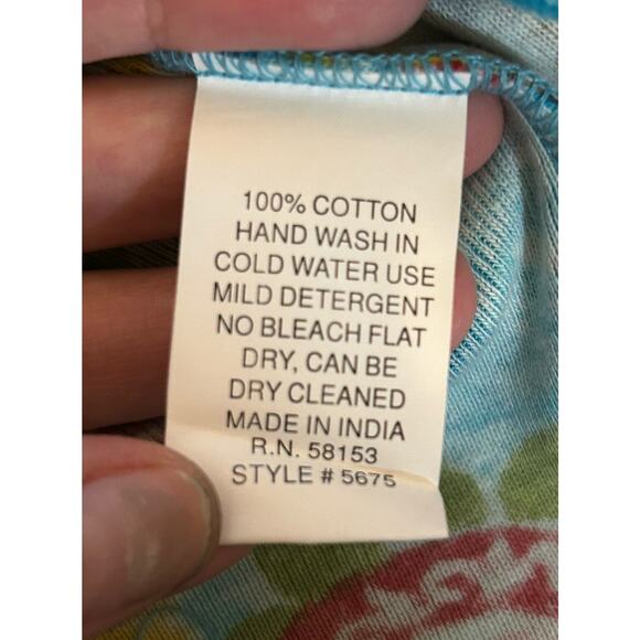 NWT Chaudry Sports Women's V-Neck Blue Sky Floral Top Beaded Boho Blouse-Size M - Picture 7 of 7